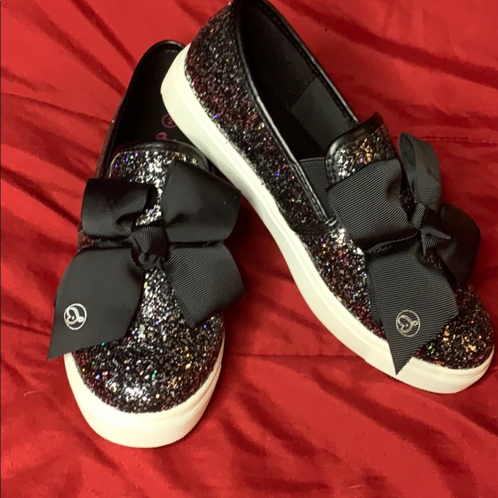 kids jojo siwa glitter slip on’s with bow